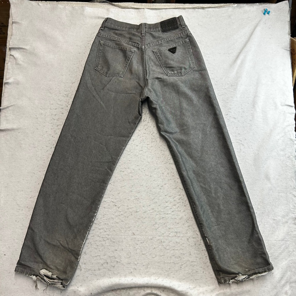 Guess Jeans Urban Fit Mens 28 Silver Metallic Coated Denim Straight Leg Jeans